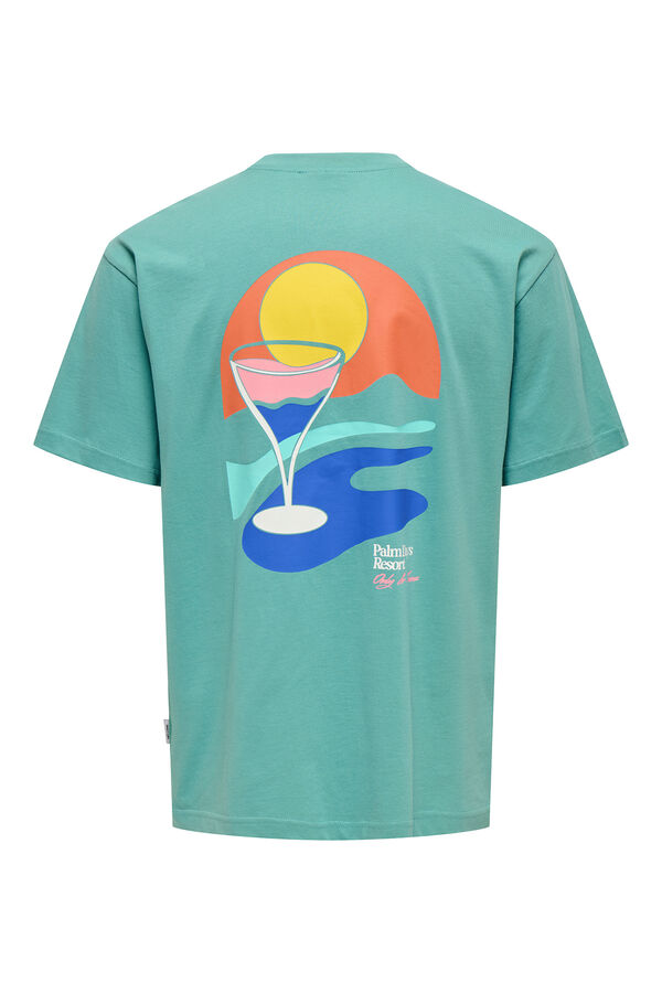 Only & Sons Herren-T-Shirt mit entspannter Passform. 100 % Bio-Baumwolle. azul