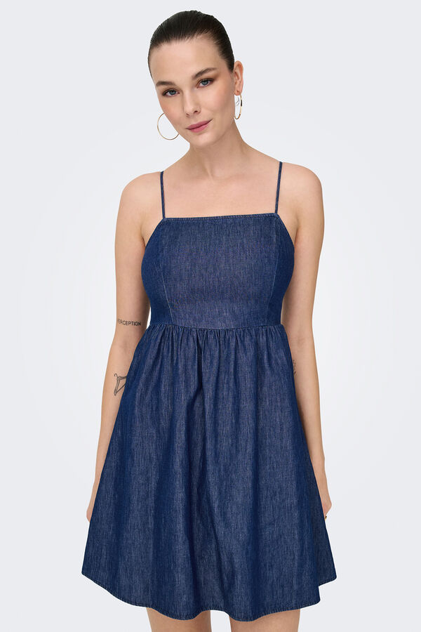 JDY Vestido curto jeans azul
