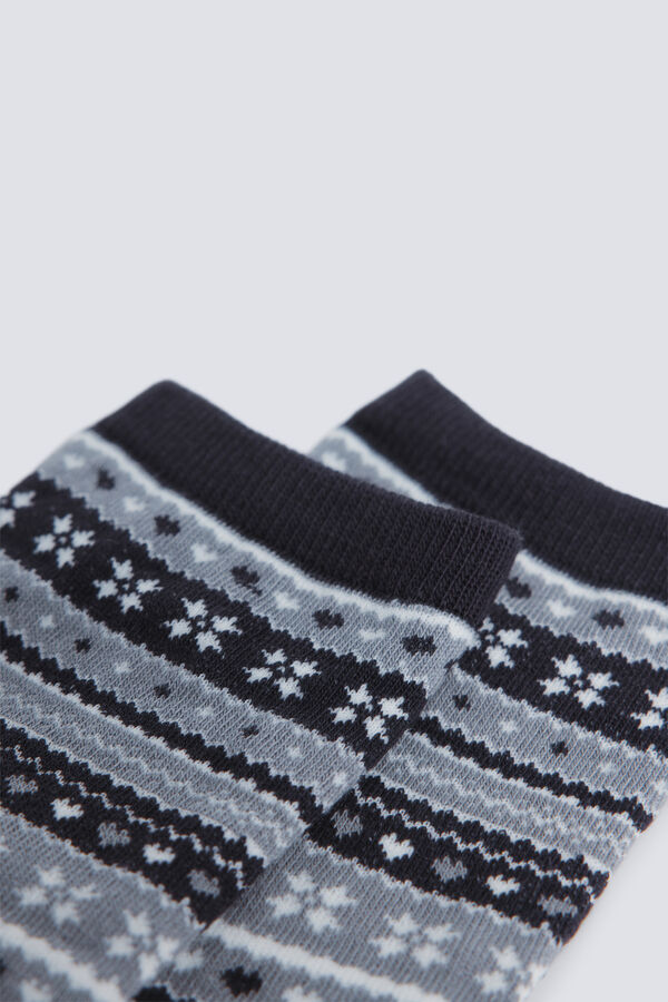 Springfield Calcet&iacute;n largo jacquard cenefas gris