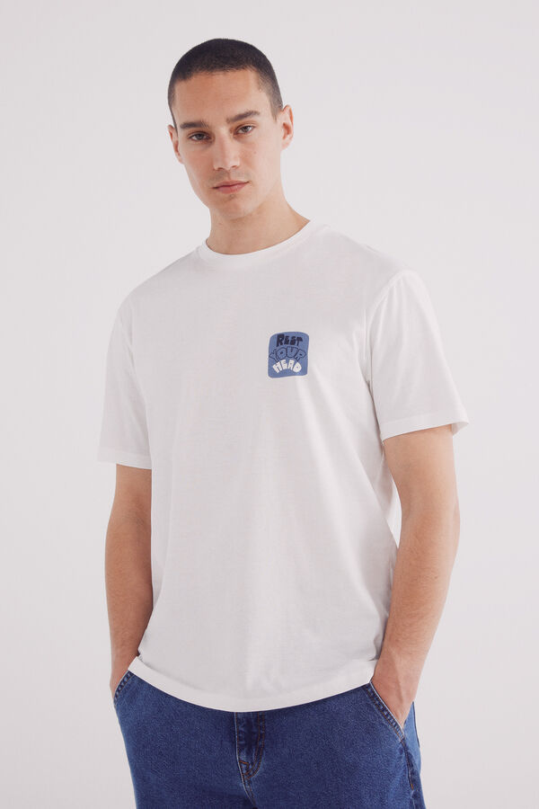 Springfield Camiseta descanse sua mente bege