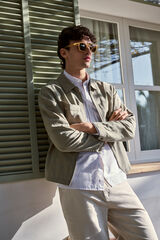 Springfield Sobrecamisa lino-algod&oacute;n kaki