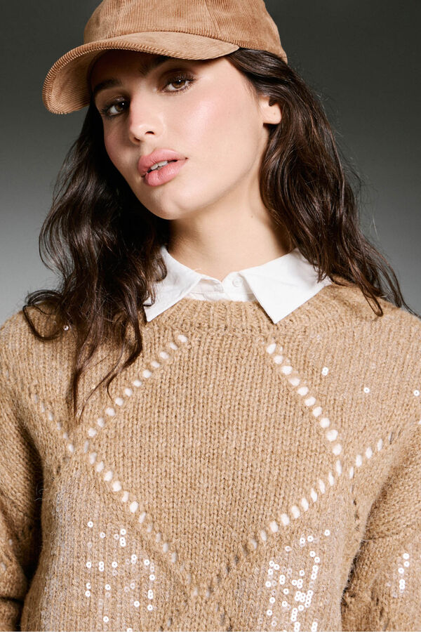 Only Camisola de lantejoulas cru