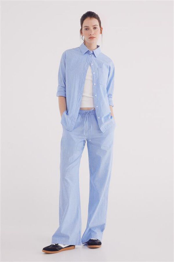 Springfield Calça jogger de popelina azul