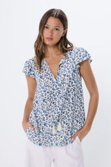 Springfield Blusa fluida estampada azul