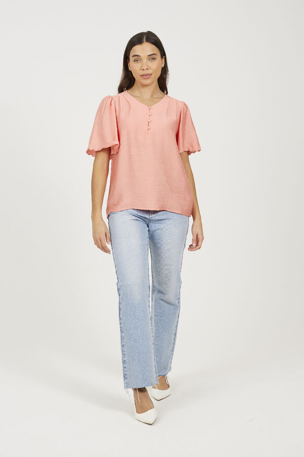 Brave Soul Blusa manga curta com botões borgonha