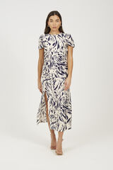 Brave Soul Vestido estampado de manga curta bege