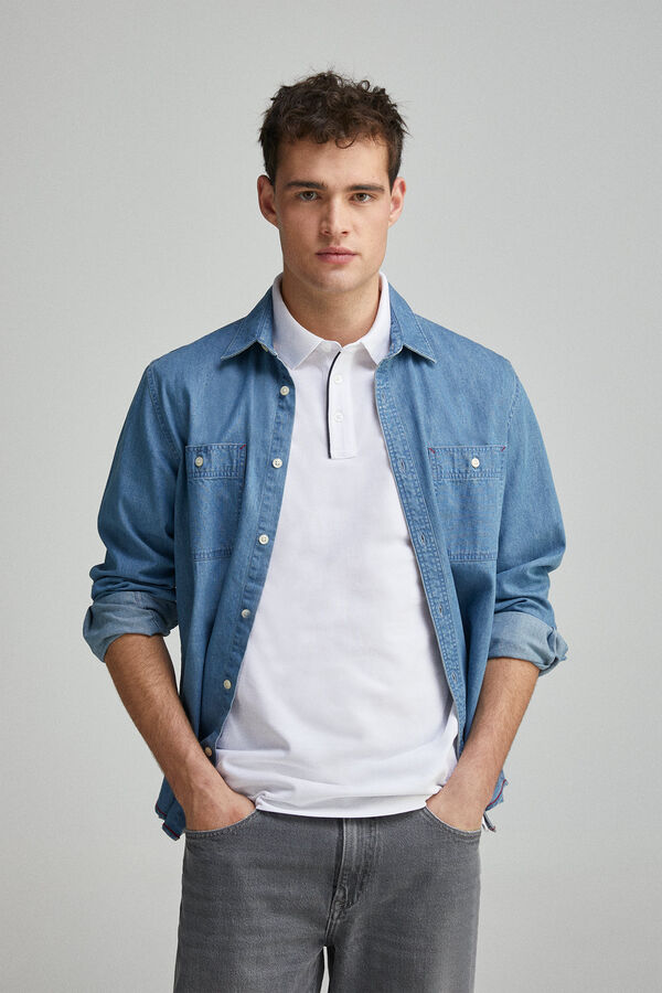 Springfield Polo piqué contrastante com carcela slim fit branco