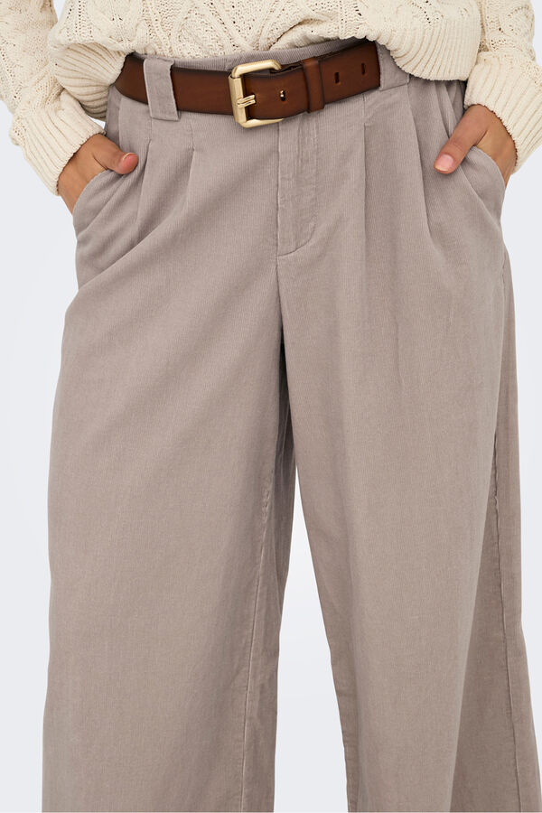 Only Pantal&oacute;n wide leg de pinzas tostado