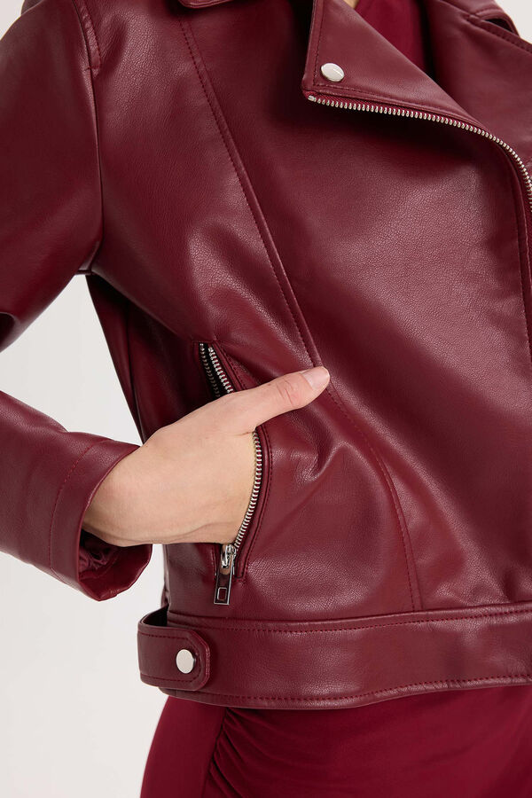 DeFacto Chaqueta biker efecto piel estampado