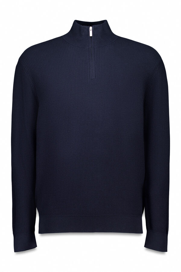 Springfield Camisola com fecho-&eacute;clair liso azul