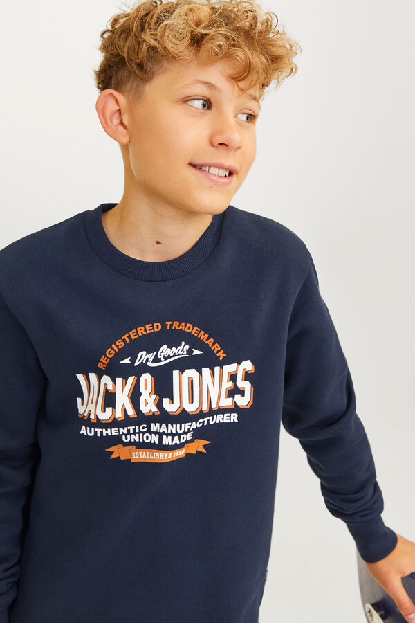 Jack & Jones Junior Sudadera felpada estampada logo azul