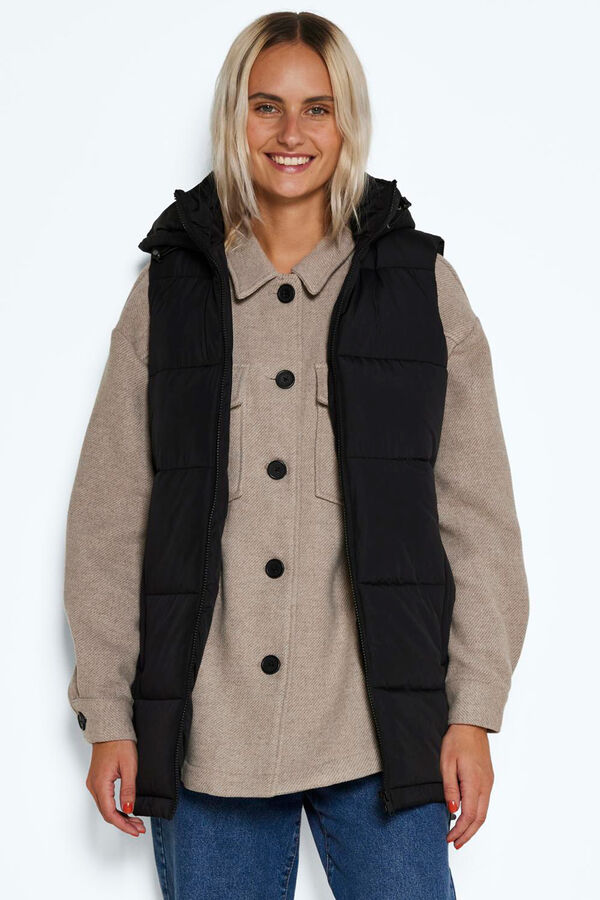 Noisy May Colete comprido acolchoado preto