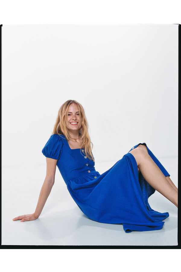 Springfield Vestido Midi Botones Cruce Espalda azul
