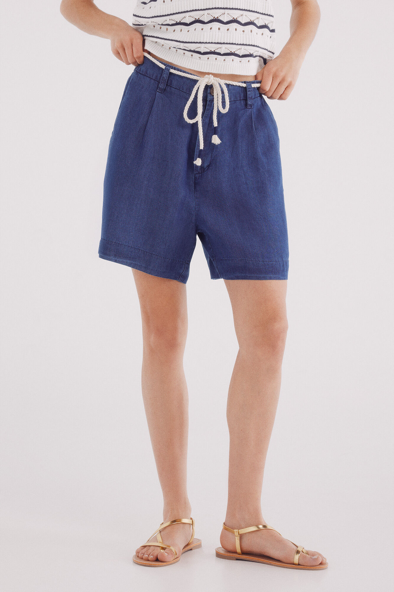 Springfield Shorts de cinto tencel