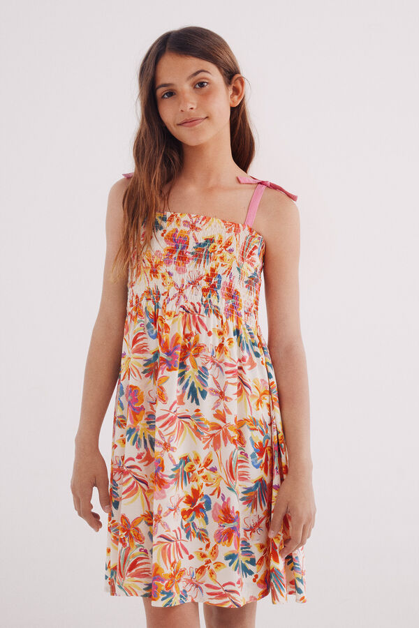 Springfield Kids Vestido flores niña blanco