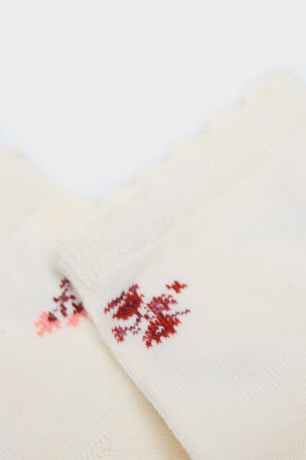 Springfield Meia soquete curta motivo floral bege