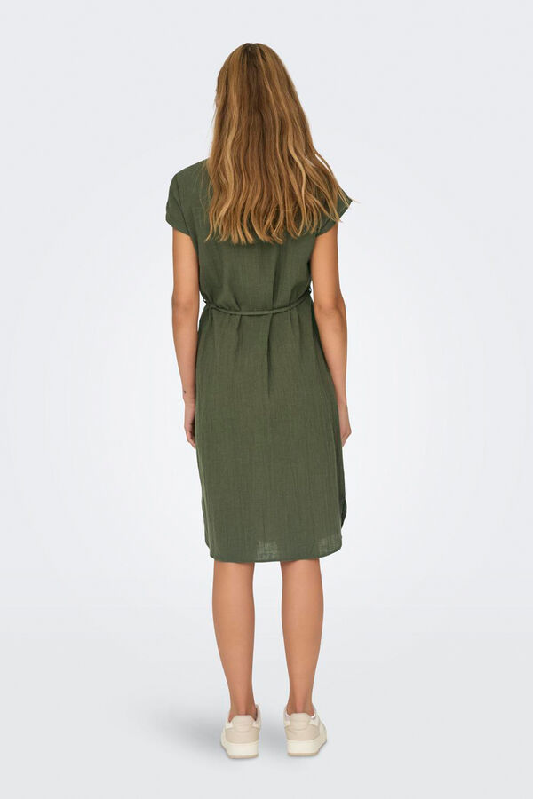 Only Vestido midi camisero verde