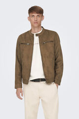 Only & Sons Casaco biker efeito camur&ccedil;a cru