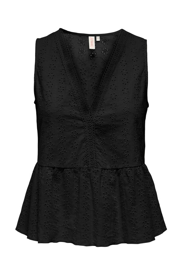 Only Blusa sin mangas escote de pico negro