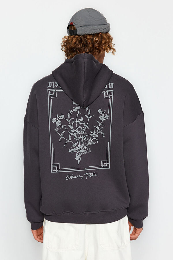 Trendyol Sweatshirt b&aacute;sica sem capuz cinzento