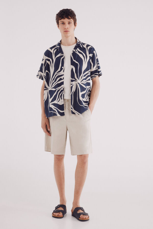 Springfield Camisa de manga curta de viscose estampado azul