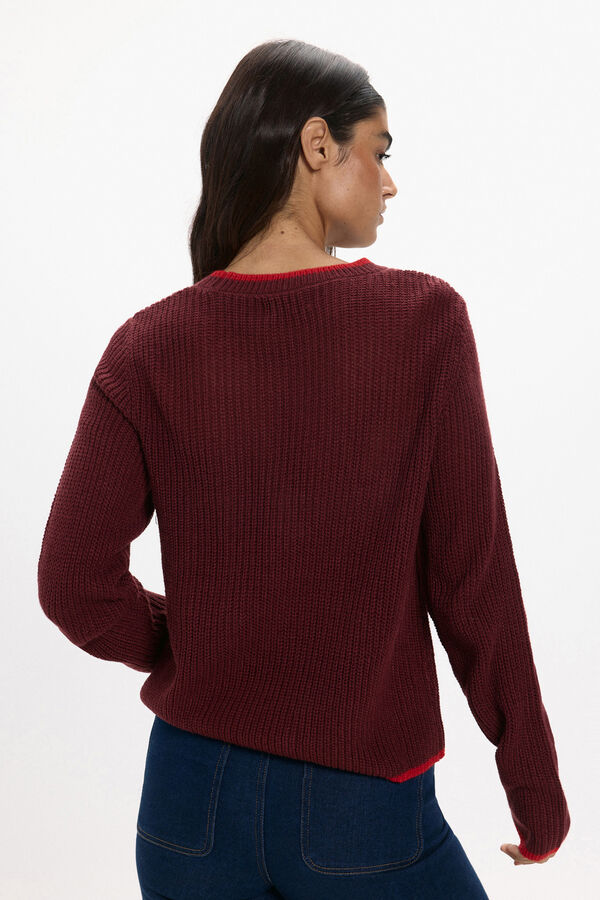 JDY Jersey cuello redondo rojo