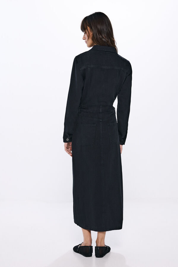 Springfield Vestido midi de ganga preto