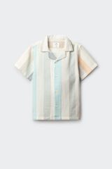 Springfield Kids Camisa de manga curta bordada &agrave;s riscas para menino branco