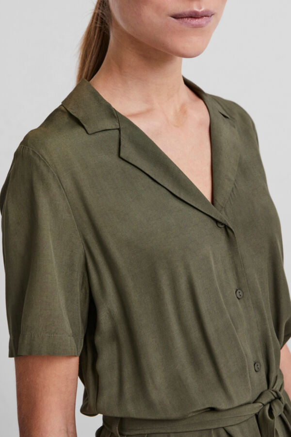 Pieces Vestido midi camisero verde