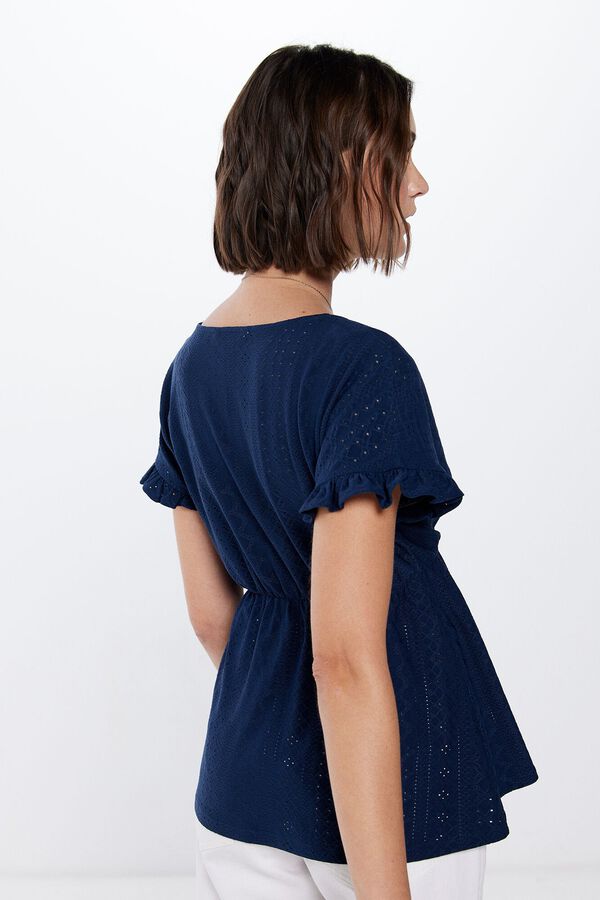 Springfield Camiseta Bordado Suizo Cord&oacute;n Borlas azul