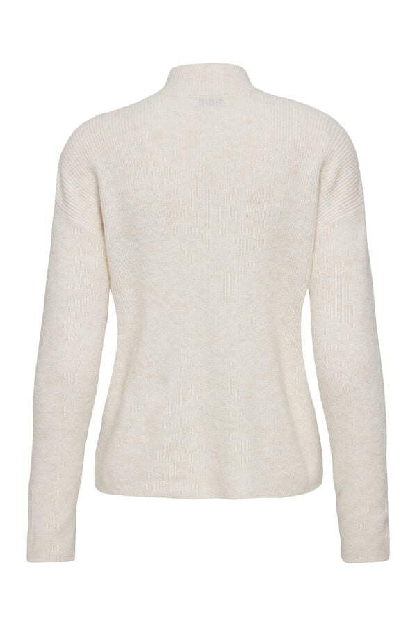 JDY Jersey liso de manga larga beige