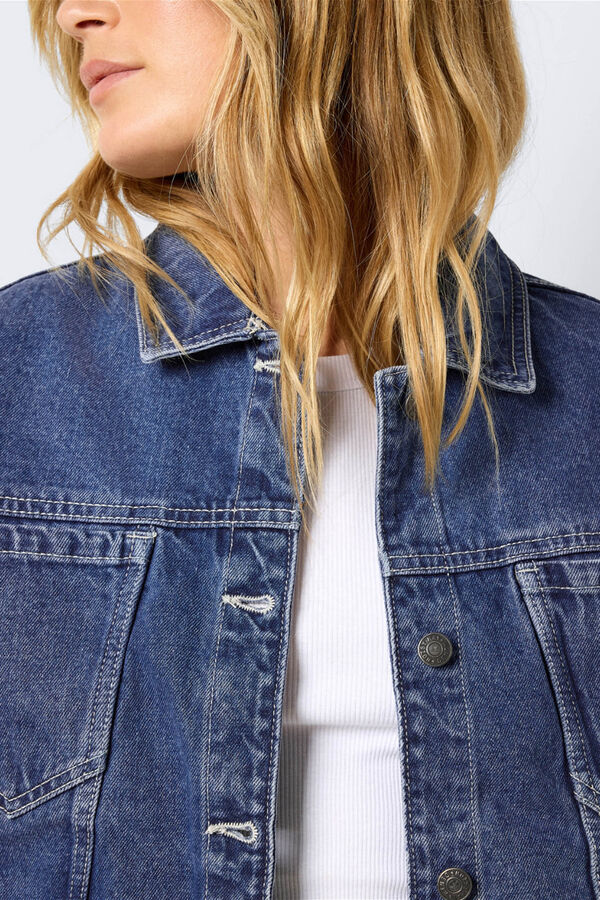 Noisy May Casaco denim cropped azul