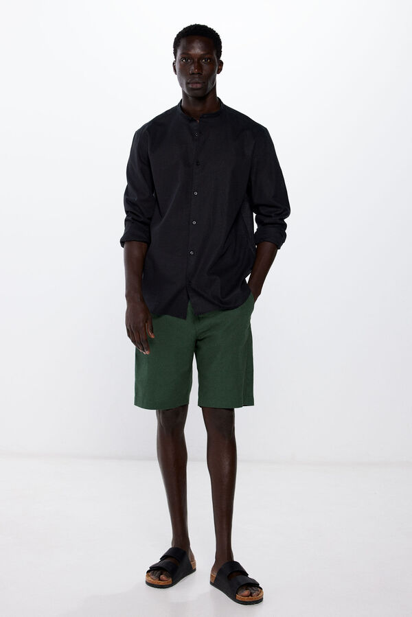 Springfield Camisa mao lino negro