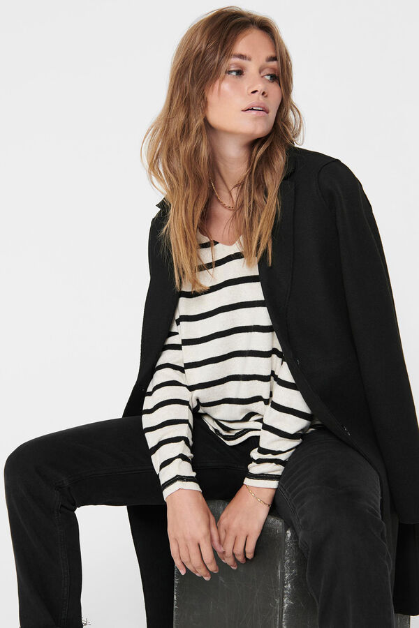 Only Sobretudo longo de pano preto