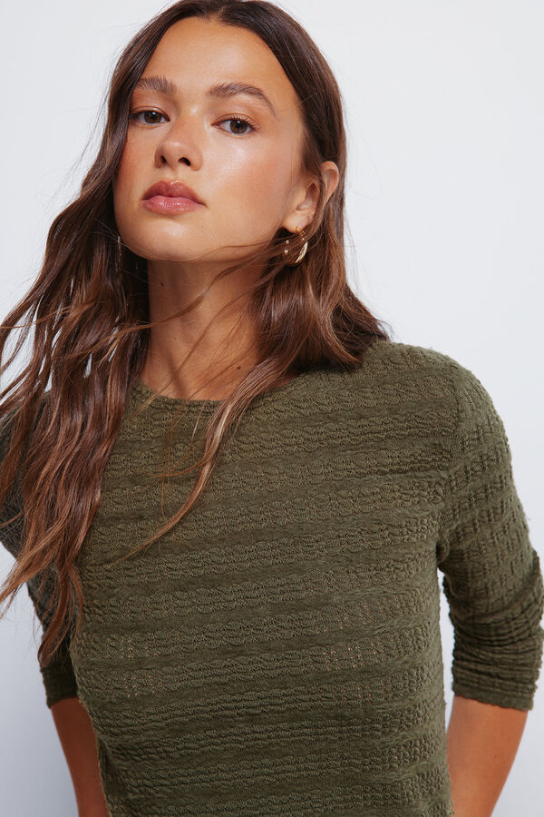 Springfield Camisola chenille estrutura Caqui escuro