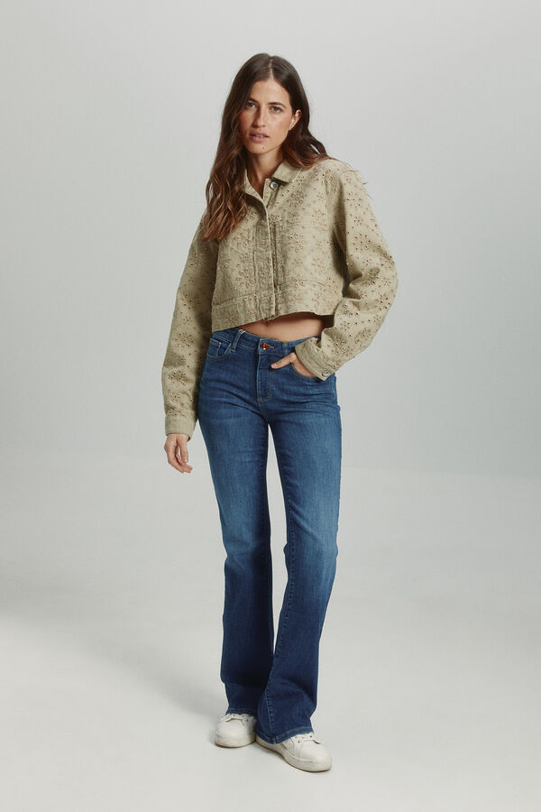 Only Jaqueta jeans curta com detalhes recortados cinzento