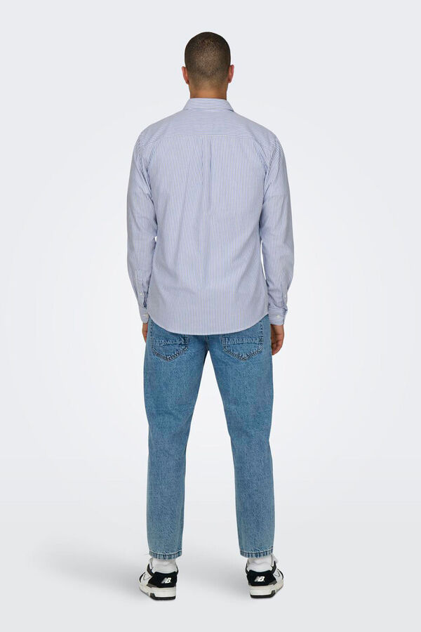 Only & Sons Camisa de manga comprida Oxford &agrave;s riscas azul