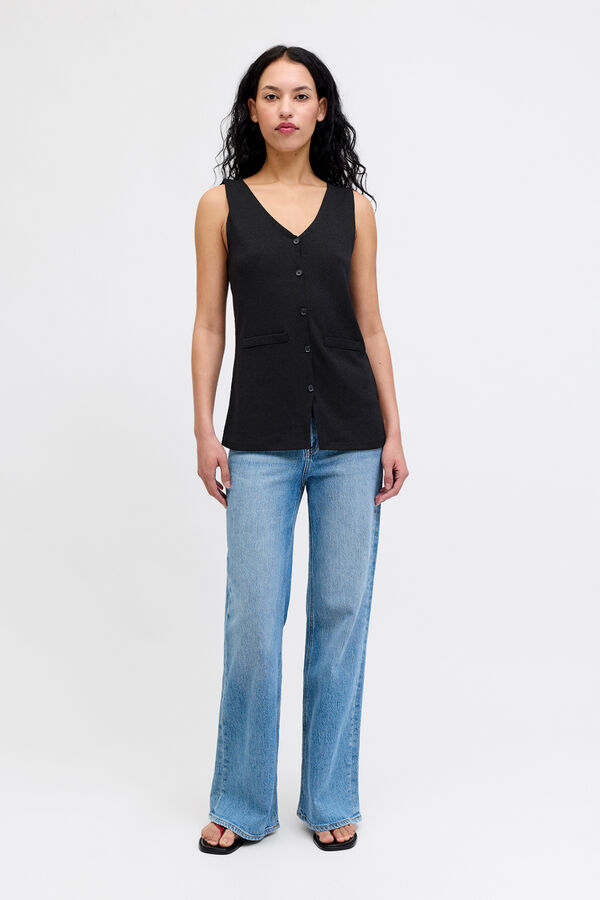 Jack & Jones Colete comprido de malha jacquard preto