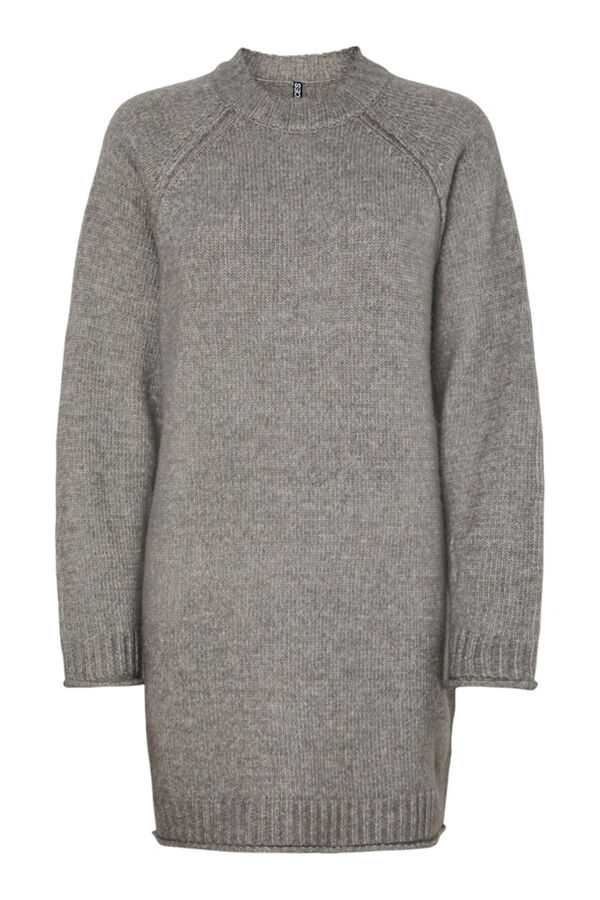 Pieces Vestido punto cuello levantado gris
