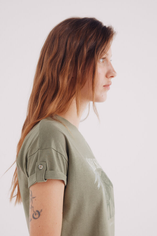 Springfield Camiseta gr&aacute;fica manga bot&oacute;n verde