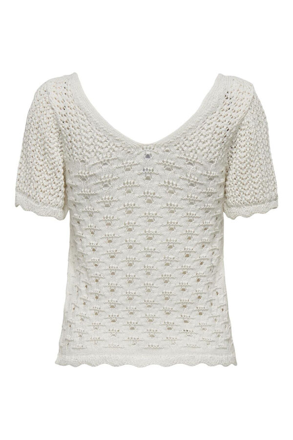 Only Camiseta de punto troquelado blanco
