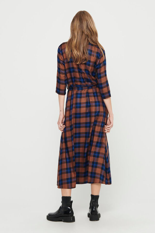 JDY Vestido midi camisero marr&oacute;n