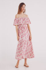 Springfield Vestido midi estampado com folho rosa