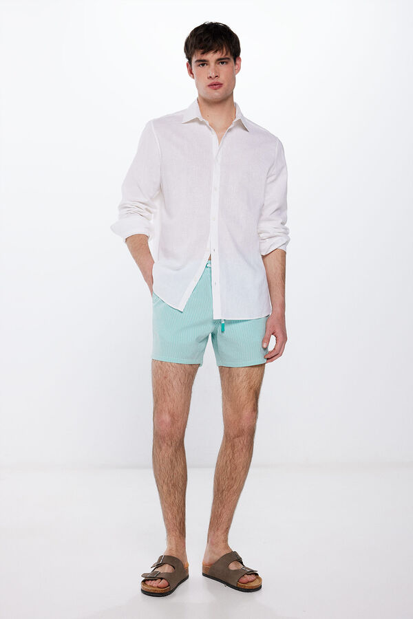 Springfield Fato de banho seersucker estampado riscas azul