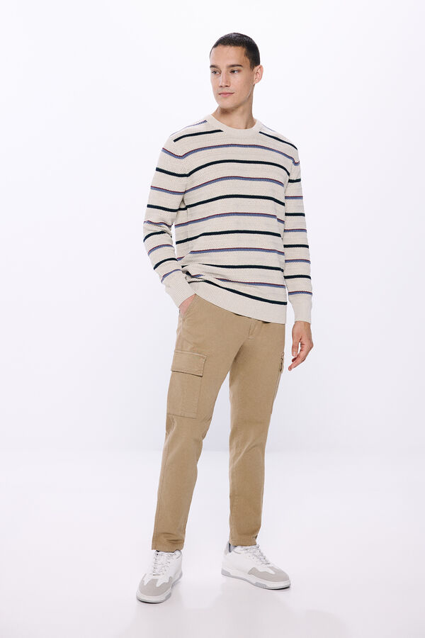 Springfield Su&eacute;ter estruturado listrado cinzento