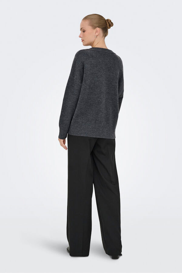 Only Jersey de cuello de pico gris