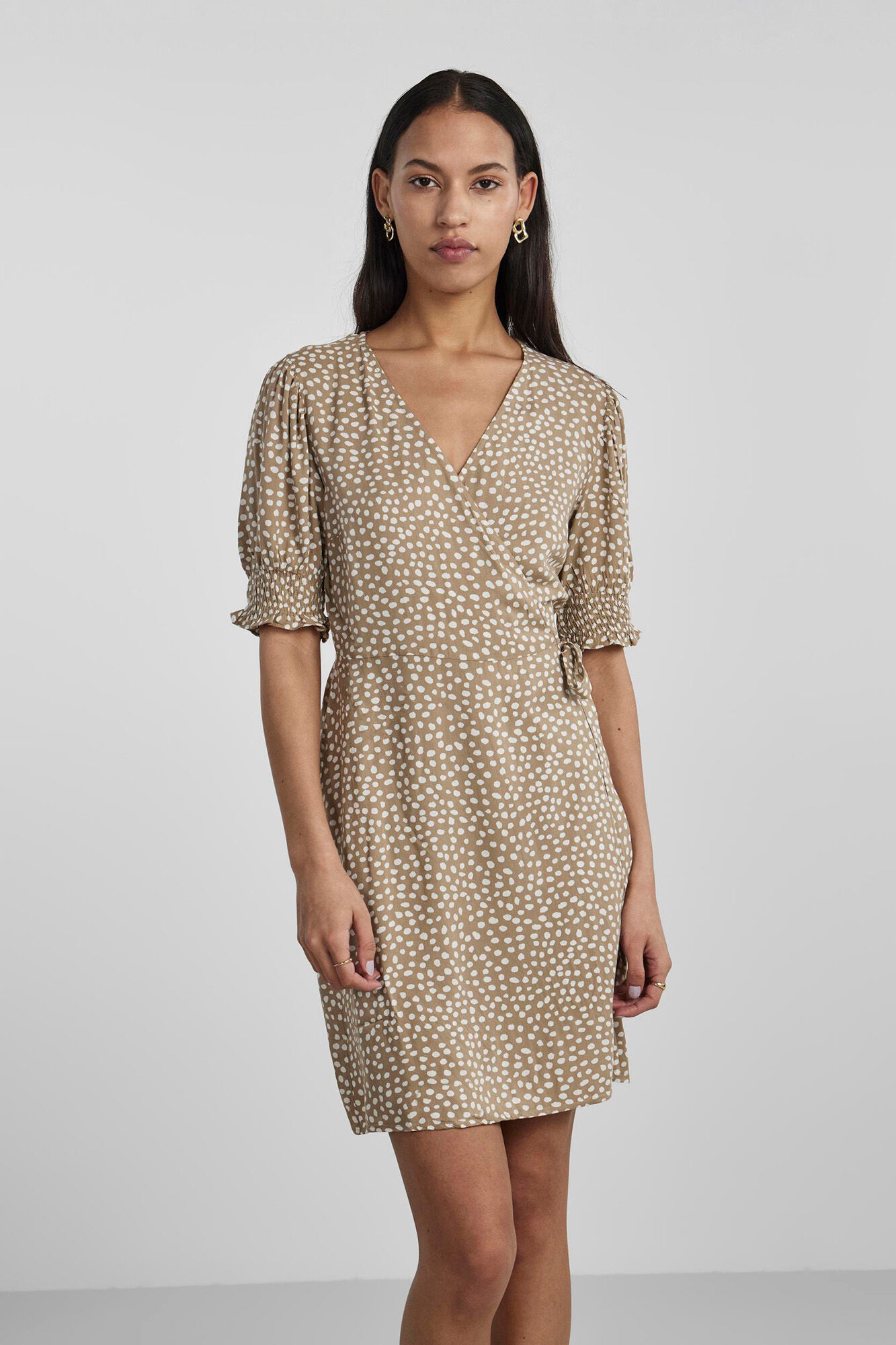 Pieces Vestido midi de manga corta 2/4