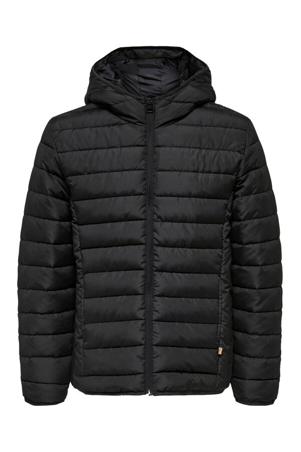 Only & Sons Casaco acolchoado masculino com capuz preto