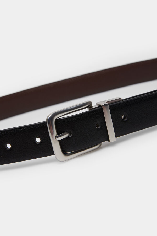 Springfield Cintur&oacute;n efecto piel reversible negro