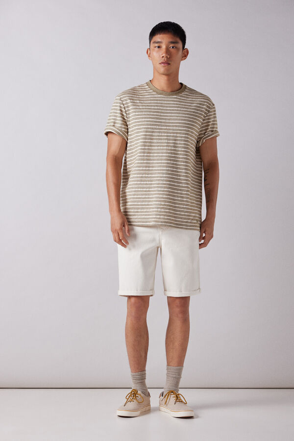 Springfield Bermuda denim básico cru bege